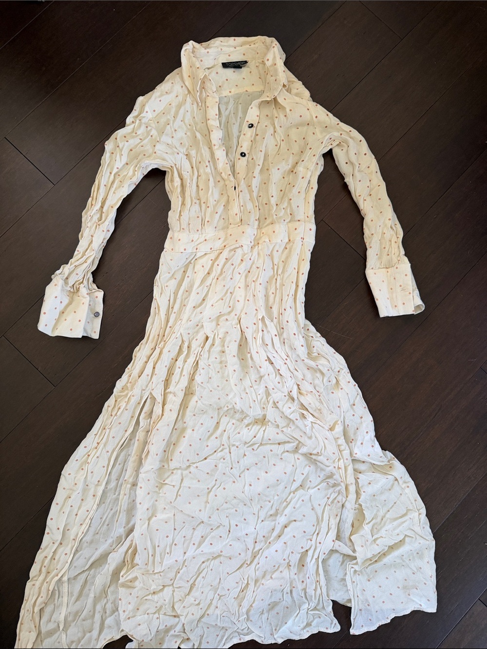 Topshop Cream Shirt Dress polka dot